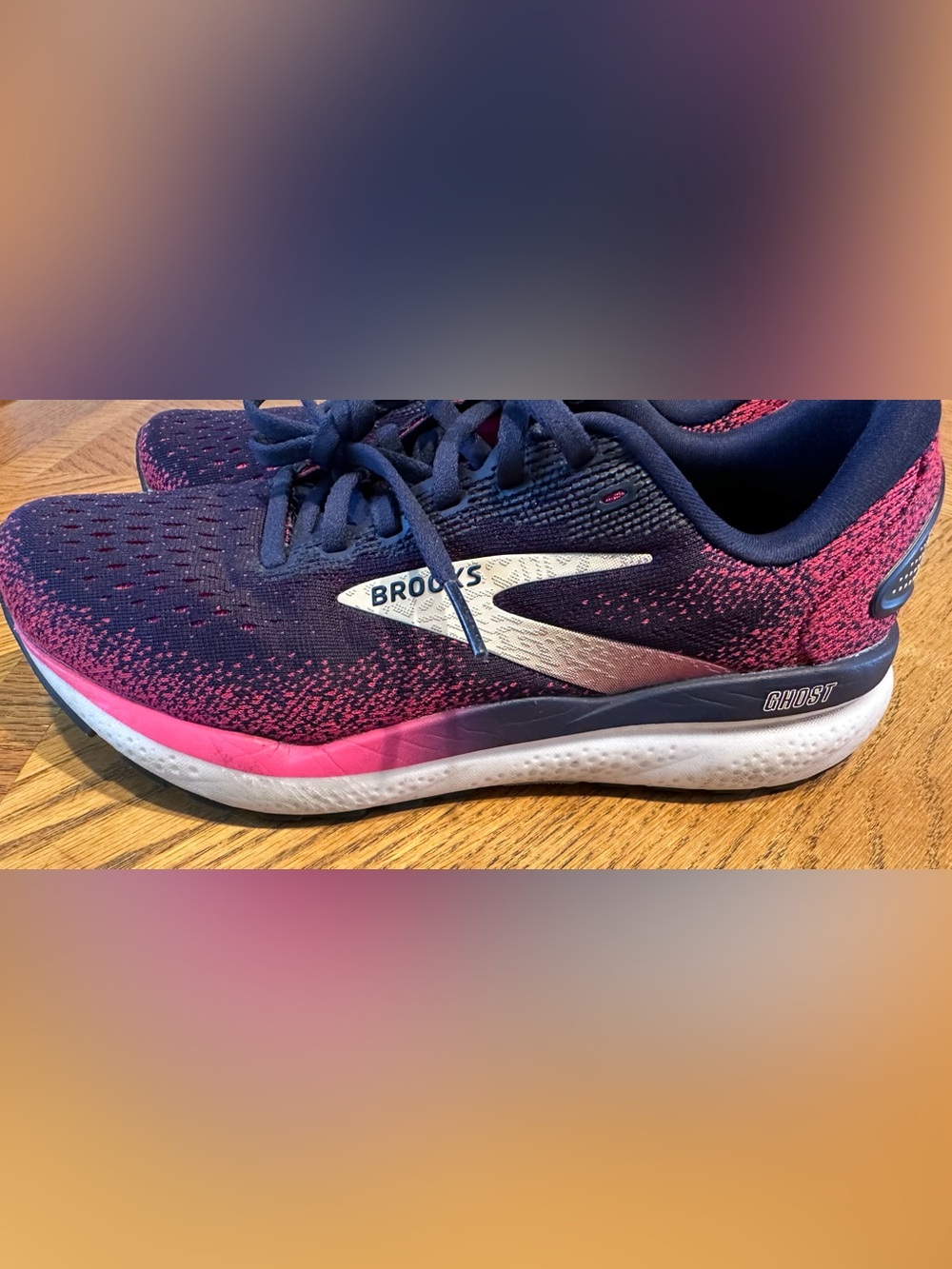 Brooks Ghost 16 Women's Running Shoe in Navy and Pink